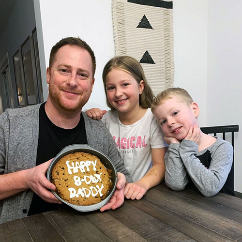 Dustin Rideout with his kids, on his birthday last Wednesday Dustin Rideout with his kids, on his birthday last Wednesday