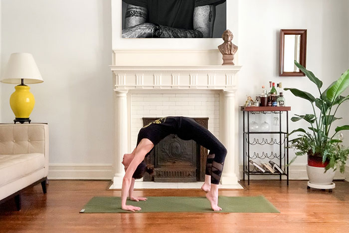 Rachel practicing yoga at home Rachel practicing yoga at home