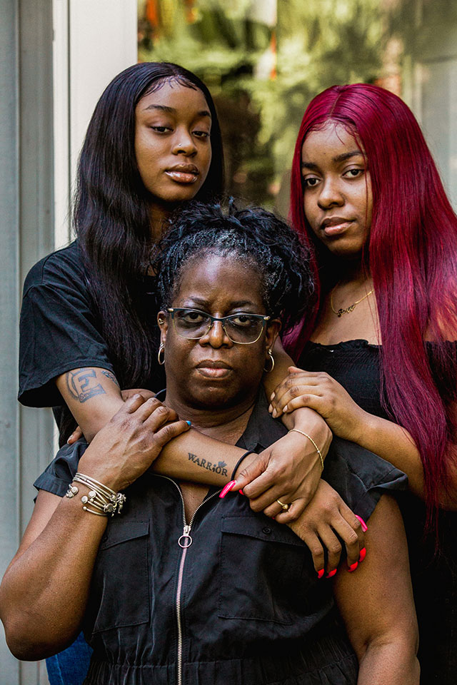 <a href="https://www.instagram.com/shayywinn/">Shayy Winn</a> (right) stands with her mother and sister. The aspiring singer, who has a neurological condition causing vision impairment, competed in American Idol last year. She says the pandemic has helped her appreciate life more. Photo by <a href="https://www.taniadelcarmen.com/">Tania del Carmen Fernández.</a> Shayy